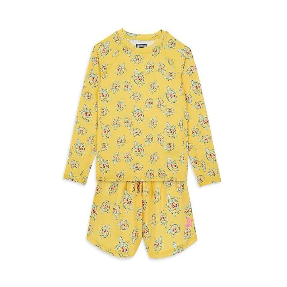 Vilebrequin SET Shorts & Top Vendome Turtle Printed Girl Rashguard Glace Size 4